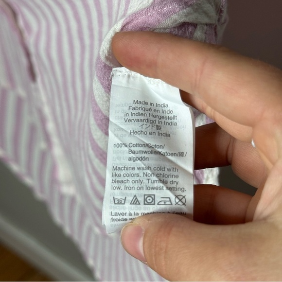 Madewell Central Tunic Shirt in Lavender Stripe Short Sleeve Button Up - Picture 7 of 10